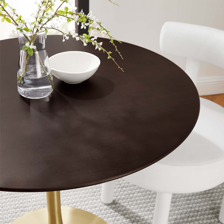 Lumen 36" Round Wood Dining Table in Gold Cherry Walnut