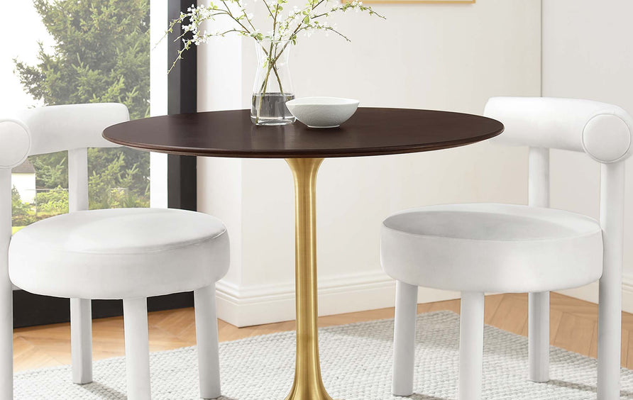 Lumen 36" Round Wood Dining Table in Gold Cherry Walnut