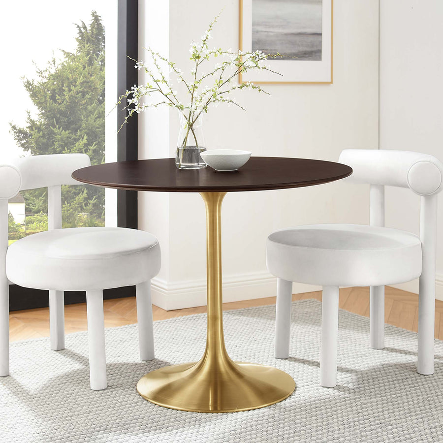 Lumen 36" Round Wood Dining Table in Gold Cherry Walnut