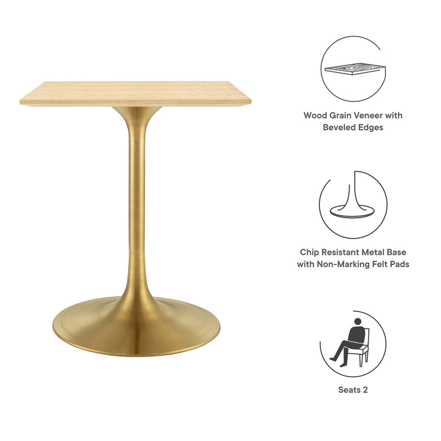 Lumen 24" Square Wood Dining Table in Gold Natural