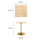 Lumen 24" Square Wood Dining Table in Gold Natural