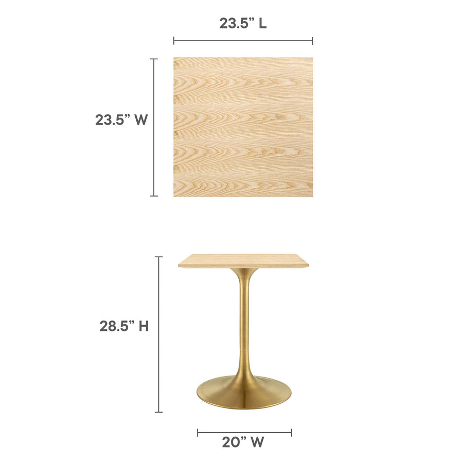 Lumen 24" Square Wood Dining Table in Gold Natural