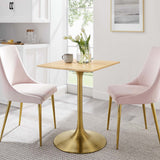 Lumen 24" Square Wood Dining Table in Gold Natural
