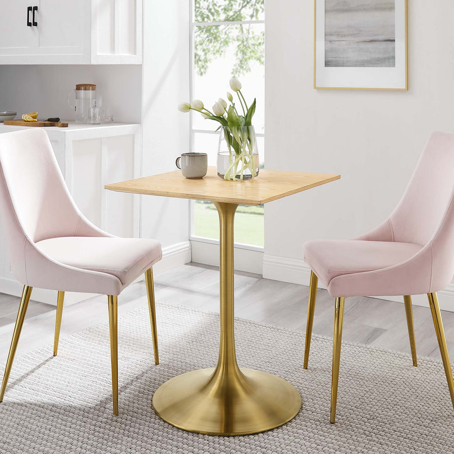 Lumen 24" Square Wood Dining Table in Gold Natural