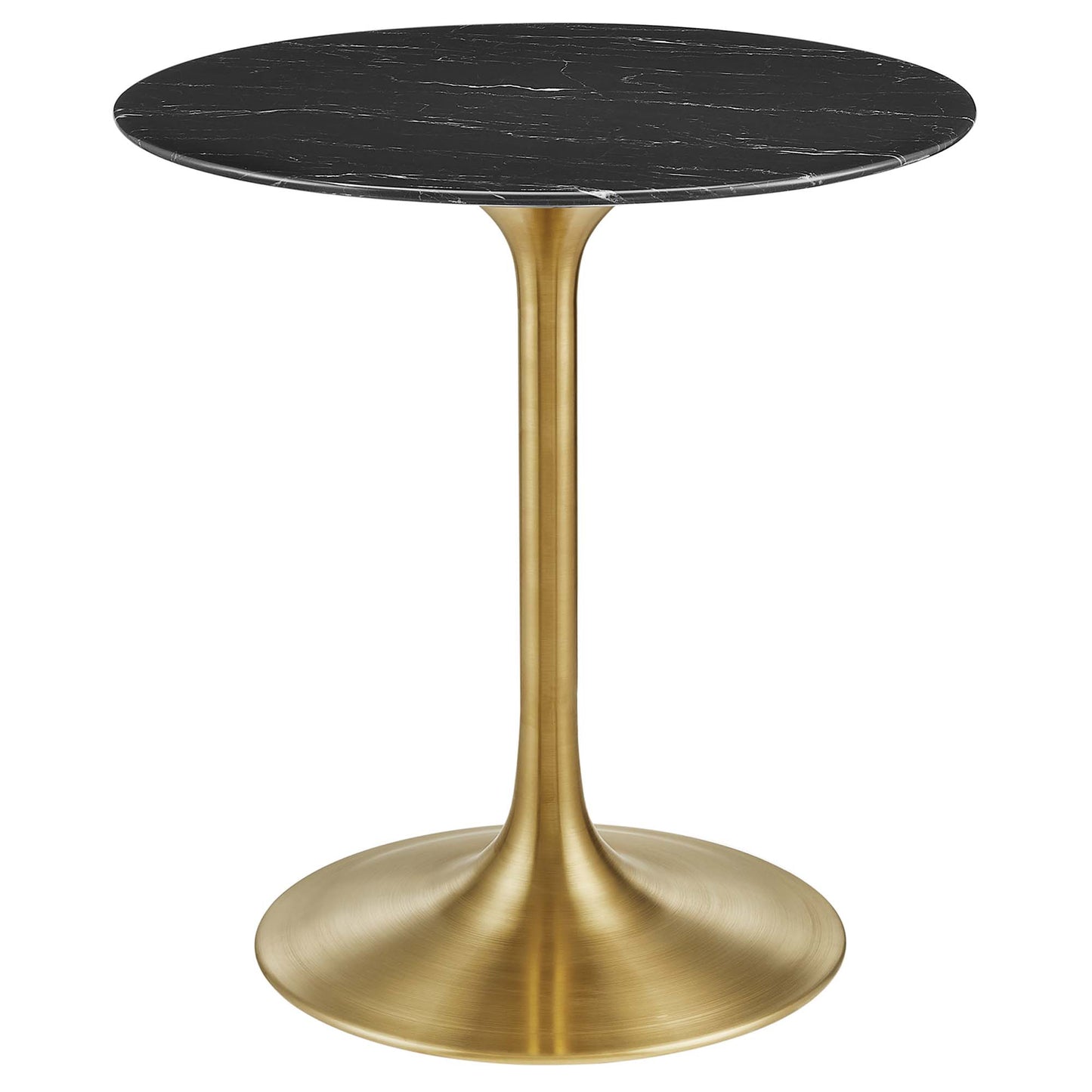 Lumen 28" Round Faux Marble Dining Table in Gold Black