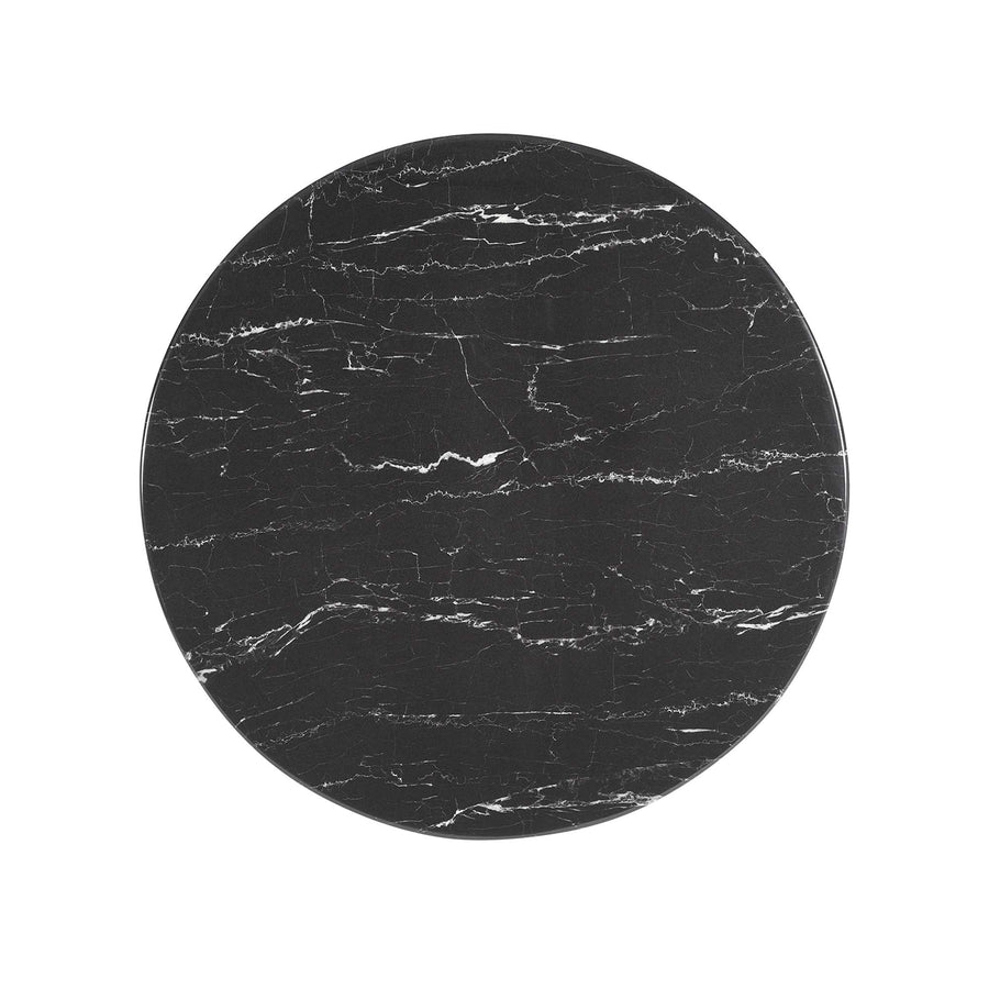 Lumen 28" Round Faux Marble Dining Table in Gold Black