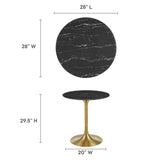 Lumen 28" Round Faux Marble Dining Table in Gold Black