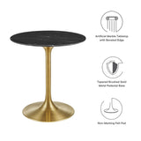 Lumen 28" Round Faux Marble Dining Table in Gold Black
