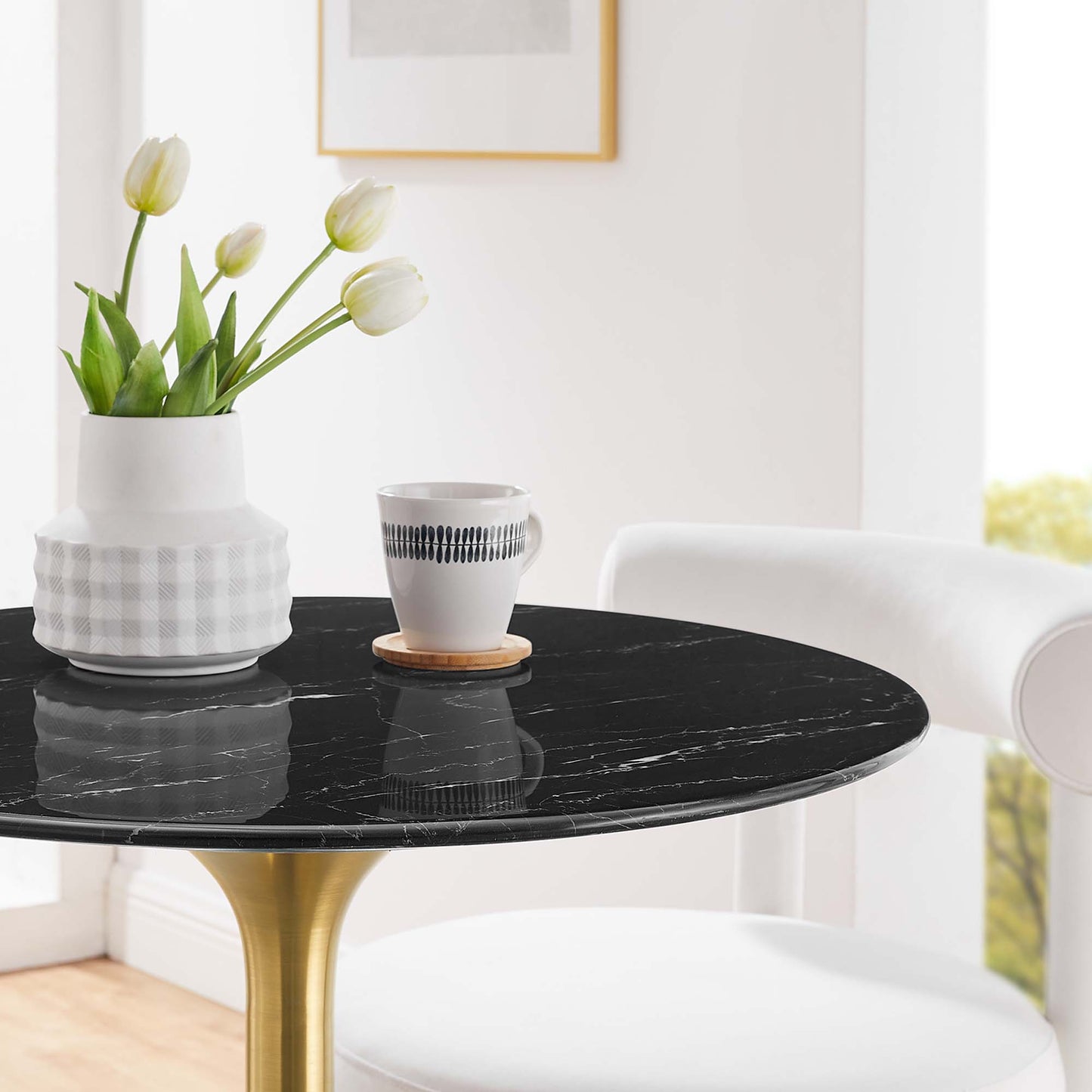 Lippa 28" Round Faux Marble Dining Table by Furniture For America