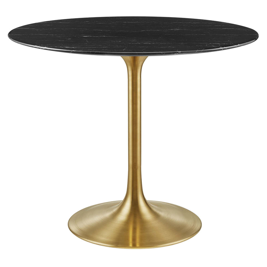 Lumen 36" Round Faux Marble Dining Table in Gold Black