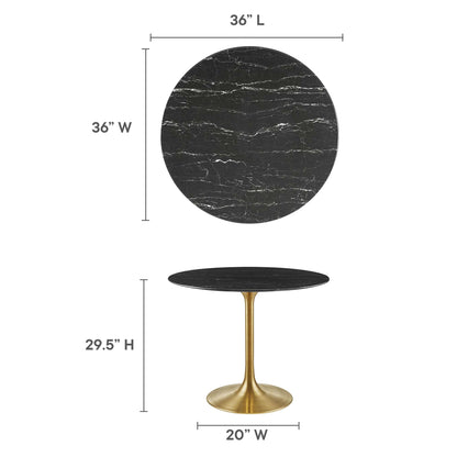 Lippa 36" Round Faux Marble Dining Table by Furniture For America