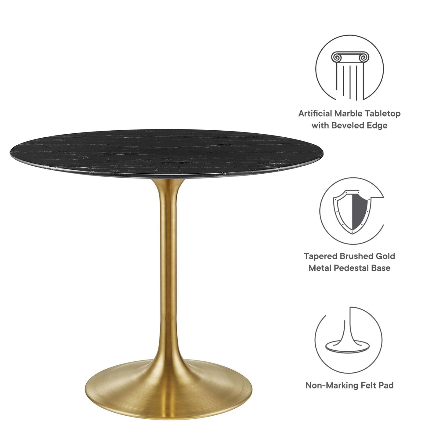 Lippa 36" Round Faux Marble Dining Table by Furniture For America