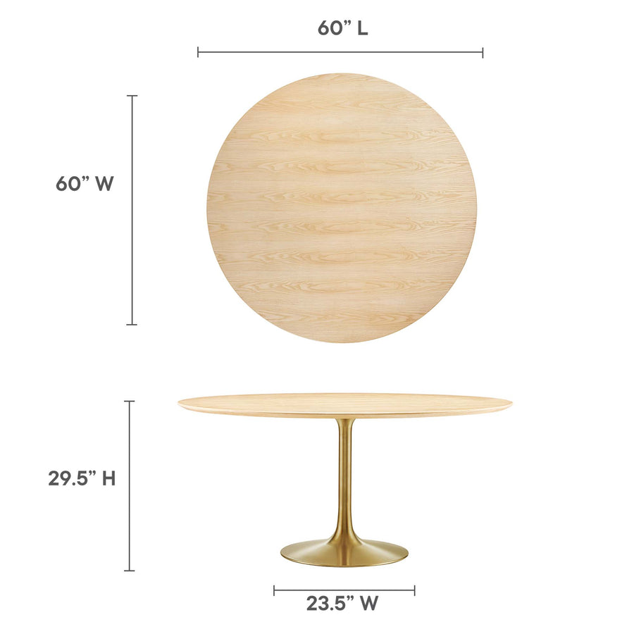 Lumen 60" Round Wood Dining Table in Gold Natural