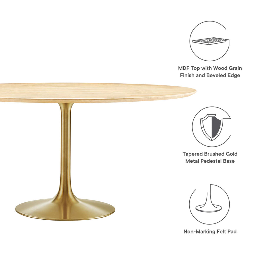 Lumen 60" Round Wood Dining Table in Gold Natural