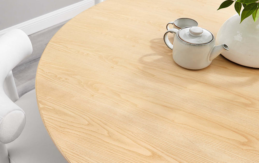 Lumen 60" Round Wood Dining Table in Gold Natural