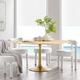 Lumen 60" Round Wood Dining Table in Gold Natural