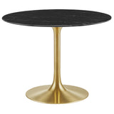 Lumen 40" Round Faux Marble Dining Table in Gold Black