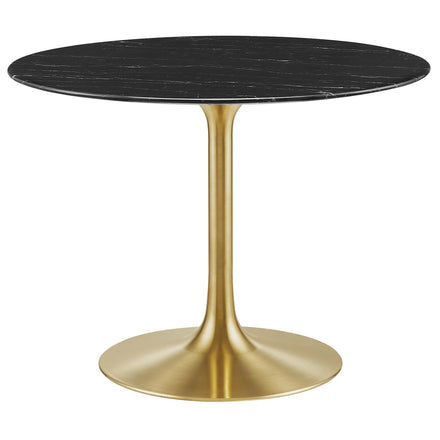 Lippa 40" Round Faux Marble Dining Table in Gold Black