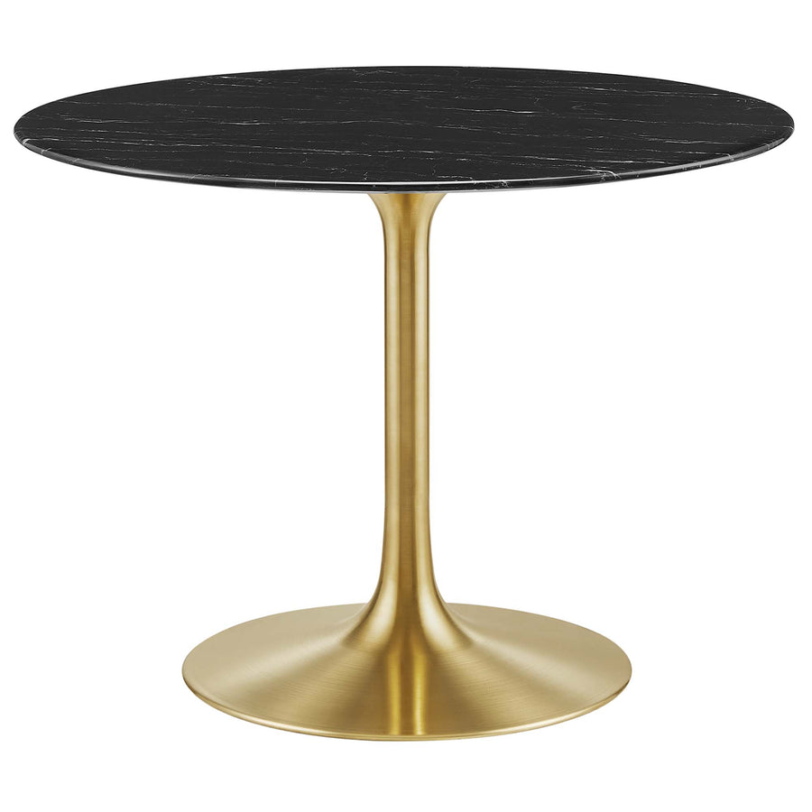 Lumen 40" Round Faux Marble Dining Table in Gold Black