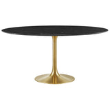 Lumen 60" Round Faux Marble Dining Table in Gold Black
