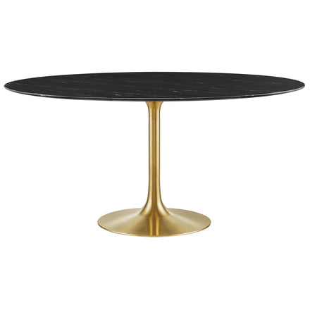 Lippa 60" Round Faux Marble Dining Table in Gold Black
