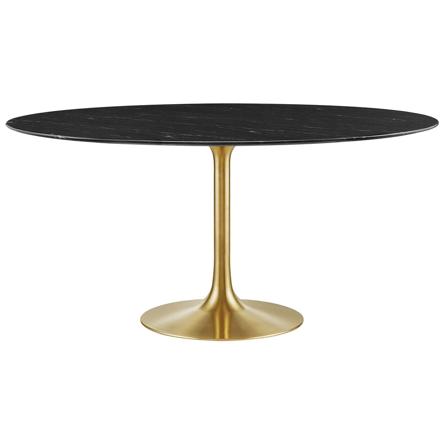 Lumen 60" Round Faux Marble Dining Table in Gold Black