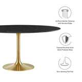 Lumen 60" Round Faux Marble Dining Table in Gold Black