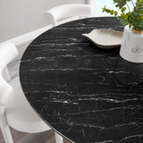 Lumen 60" Round Faux Marble Dining Table in Gold Black