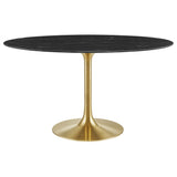 Lumen 54" Oval Faux Marble Dining Table in Gold Black