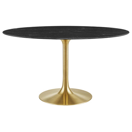 Lippa 54" Oval Faux Marble Dining Table in Gold Black