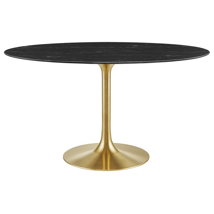 Lumen 54" Oval Faux Marble Dining Table in Gold Black