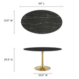 Lumen 54" Oval Faux Marble Dining Table in Gold Black