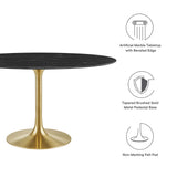 Lumen 54" Oval Faux Marble Dining Table in Gold Black