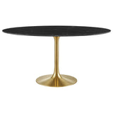 Lumen 60" Oval Faux Marble Dining Table in Gold Black