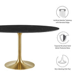 Lumen 60" Oval Faux Marble Dining Table in Gold Black