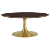 Lumen 36" Round Wood Coffee Table in Gold Cherry Walnut
