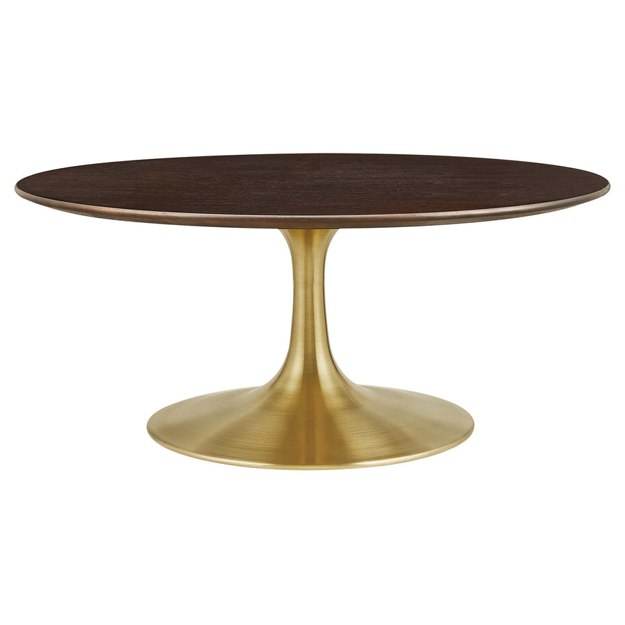 Lumen 36" Round Wood Coffee Table in Gold Cherry Walnut