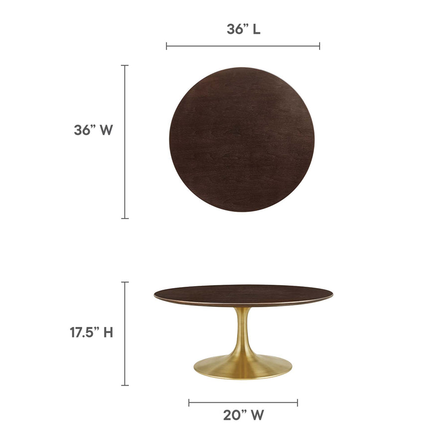 Lumen 36" Round Wood Coffee Table in Gold Cherry Walnut