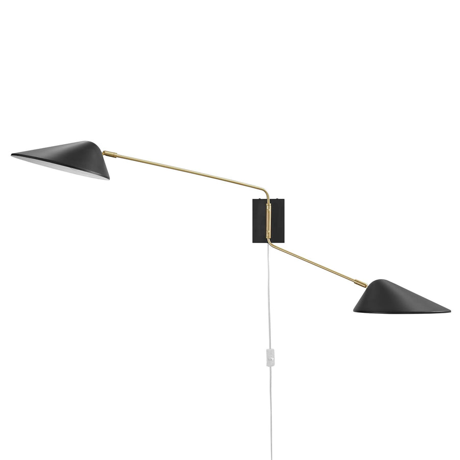 Stella 2-Light Swing Arm Wall Sconce in Black