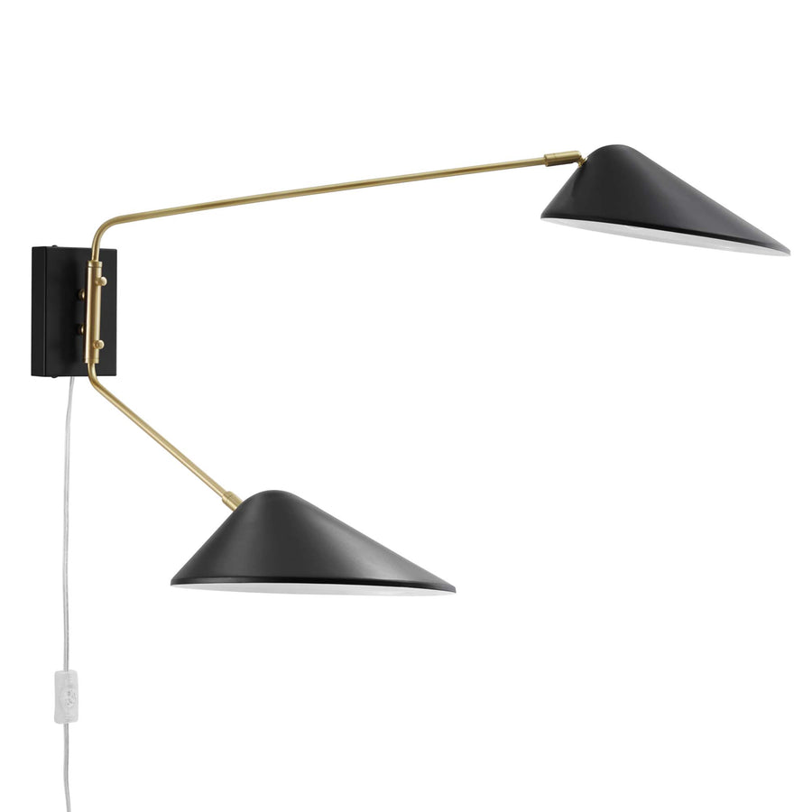 Stella 2-Light Swing Arm Wall Sconce in Black