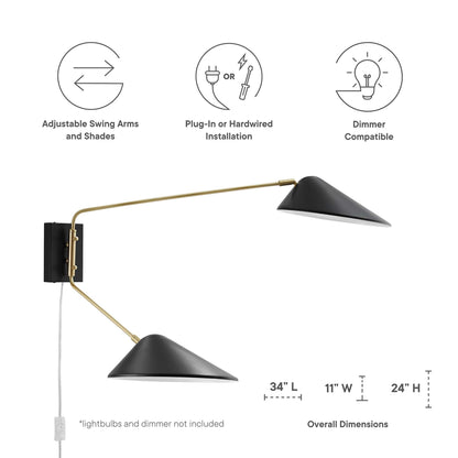 Journey 2-Light Swing Arm Wall Sconce by Furniture for America