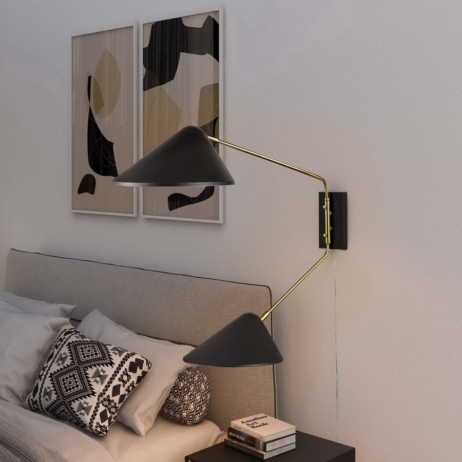 Stella 2-Light Swing Arm Wall Sconce in Black