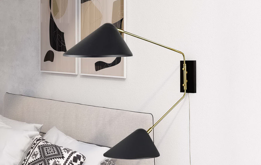 Stella 2-Light Swing Arm Wall Sconce in Black