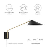 Stella 24" Swing Arm Wall Sconce in Black