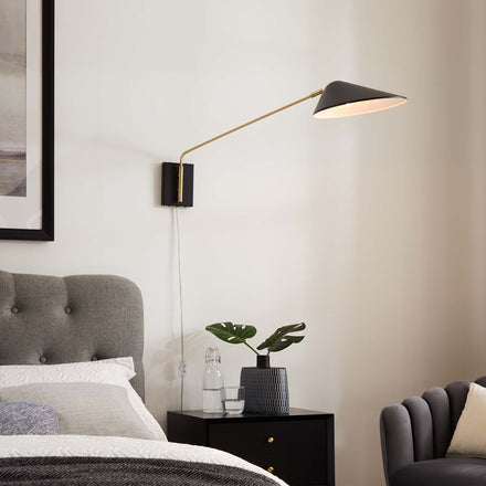 Journey 24" Swing Arm Wall Sconce in Black