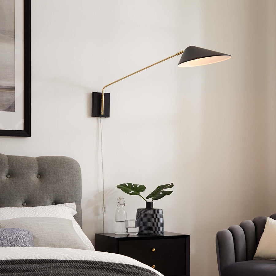 Stella 24" Swing Arm Wall Sconce in Black