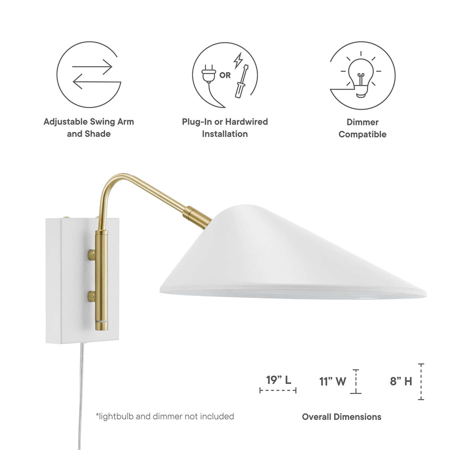 Stella 7" Swing Arm Wall Sconce in White