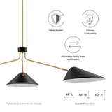 Stella 3-Light 14" Arm Pendant in Black