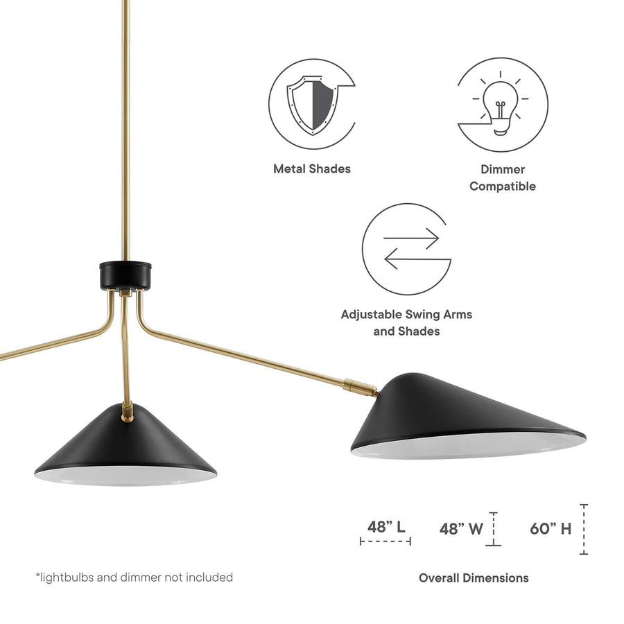 Stella 3-Light 14" Arm Pendant in Black