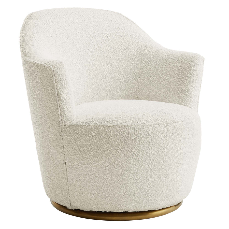 Trondheim Boucle Upholstered Swivel Chair in White